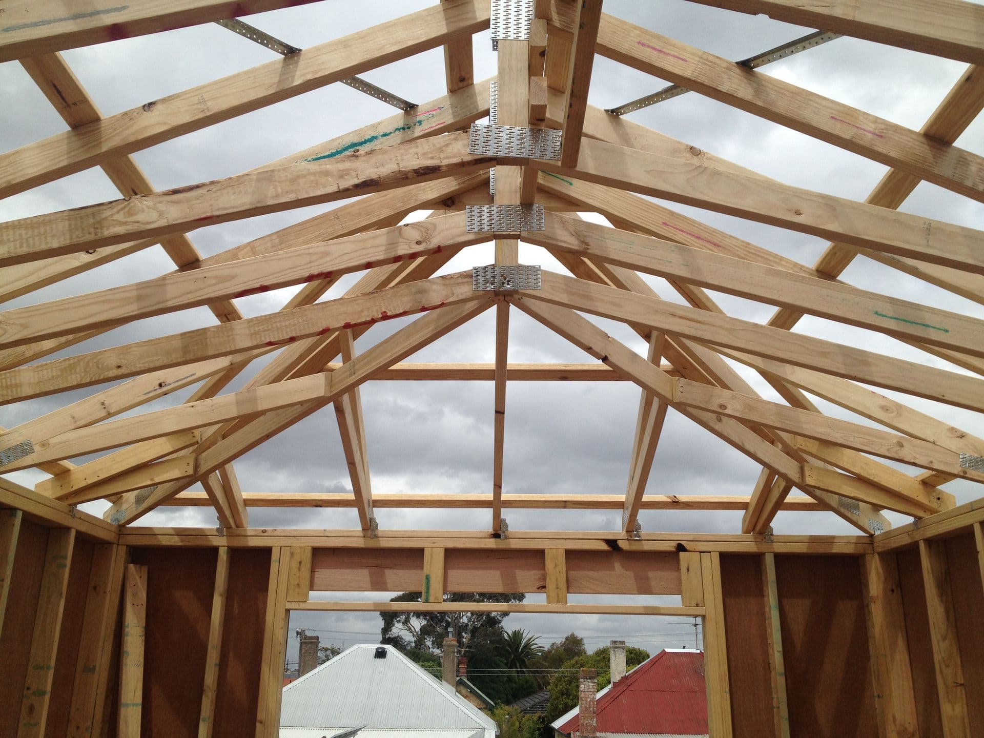Gable Roof Trusses Installed